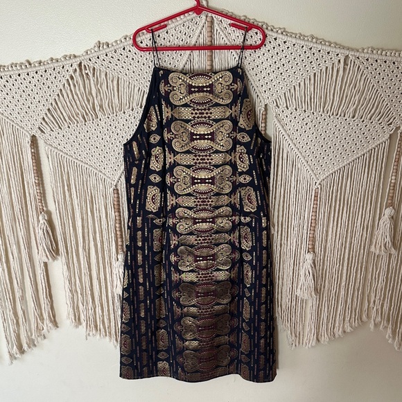 Tory Burch Dresses & Skirts - Tory Burch Black Mini Dress with Gold Metallic Embroidery